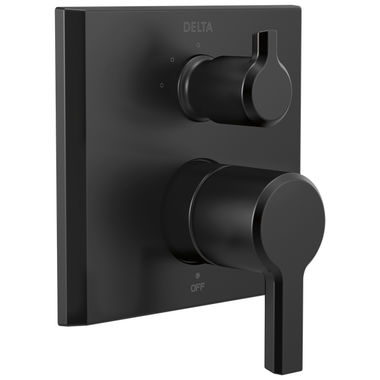Click here to see Delta T24899-BL Delta Pivotal Monitor 14 Series Valve Trim w/ 3-Function Diverter, Lever Handles, Matte Black - T24899-BL