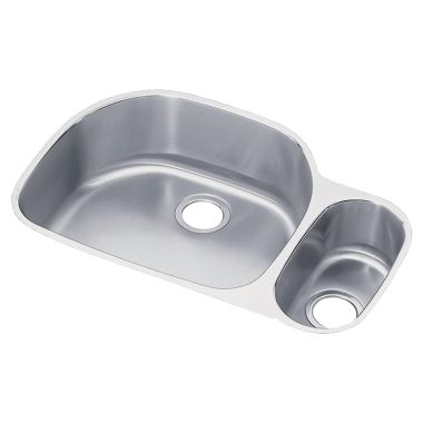 Click here to see Elkay ELUH322110RDBG Elkay ELUH322110RDBG Harmony Lustertone Stainless Steel Double Bowl Sink Package