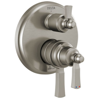 Click here to see Delta T27856-SS Delta Dorval Monitor 17 Series Two-Handle Valve Trim w/ 3-Function Diverter, Lever Handles, Stainless Steel - T27856-SS