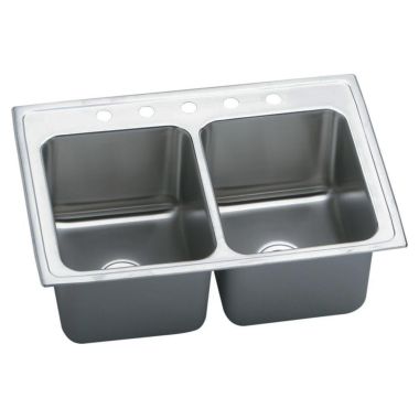 Click here to see Elkay DLRQ3322125 Elkay DLRQ3322125 Gourmet Stainless Steel Double Bowl Sink