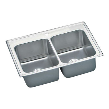 Click here to see Elkay DLRQ3322101 Elkay DLRQ3322101 Gourmet Stainless Steel Double Bowl Sink