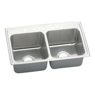 Click here to see Elkay DLRQ3319105 Elkay DLRQ3319105 Gourmet Stainless Steel Double Bowl Sink
