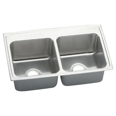 Click here to see Elkay DLRQ3319100 Elkay DLRQ3319100 Gourmet Stainless Steel Double Bowl Sink