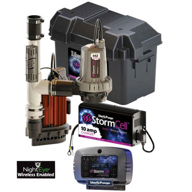 Click here to see Liberty PC457-442-10A-EYE Liberty Pumps Sump Pump Combo, 43 GPM, 1/2 HP, 115 Volts, 1-1/2