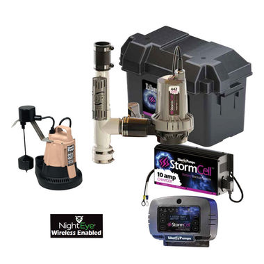 Click here to see Liberty PCS37-442-10A-EYE Liberty Sump Pump with Battery Backup, 1/3HP, 115V, 6.2A, 43 GPM, 1-1/2