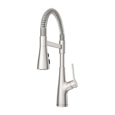 Click here to see Pfister LG529-NECS Pfister Neera Culinary Single Handle Pull-Down Spring Kitchen Faucet, Stainless Steel - LG529-NECS