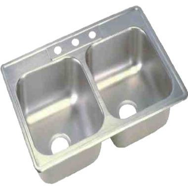 Click here to see Dayton DDW10233224 Dayton DDW10233224 Stainless Steel Top Mount Double Bowl Sink