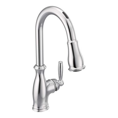 Click here to see Moen 7185EVC Moen Brantford Smart Single Handle High Arc Pull-Down Kitchen Faucet, Chrome - 7185EVC