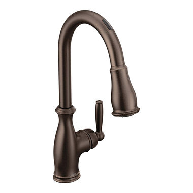 Click here to see Moen 7185EVORB Moen Brantford Smart Single Handle High Arc Pull-Down Kitchen Faucet, Oil-Rubbed Bronze - 7185EVORB
