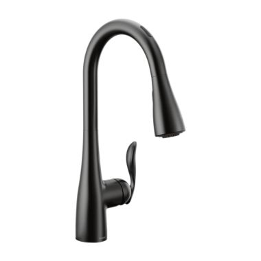 Click here to see Moen 7594EVBL Moen Arbor Smart Single Handle High Arc Pull-Down Kitchen Faucet, Matte Black - 7594EVBL