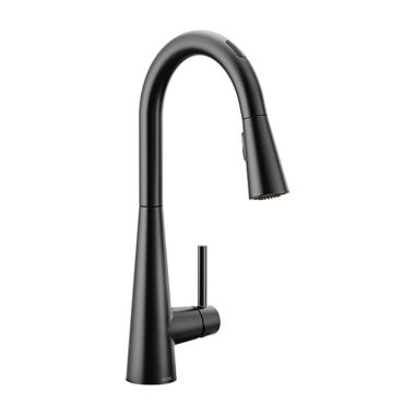 Click here to see Moen 7864EVBL Moen Sleek Smart Single Handle High Arc Pull-Down Kitchen Faucet, Matte Black - 7864EVBL 