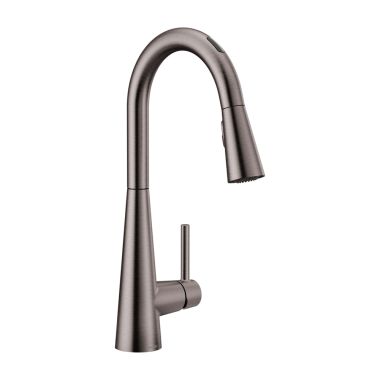 Click here to see Moen 7864EVBLS Moen Sleek Smart Single Handle High Arc Pull-Down Kitchen Faucet, Black Stainless - 7864EVBLS