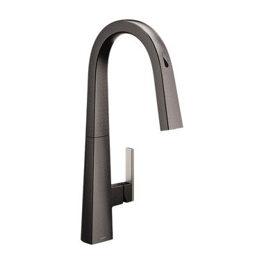 Click here to see Moen S75005EVBLS Moen Nio Smart Single-Handle Pull-Down High Arc Kitchen Faucet, Black Stainless - S75005EVBLS 