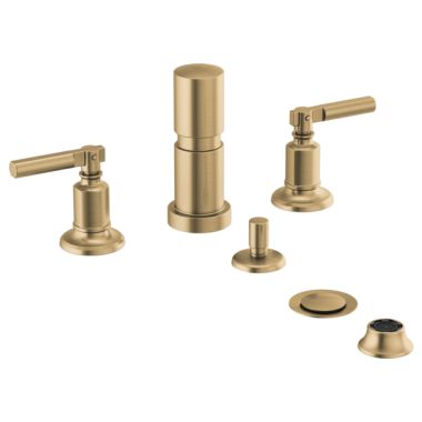 Click here to see Brizo 68476-GL Brizo Invari Two-Handle Bidet Faucet with Diverter and Metal Pop-Up, Lever Handles, 4-Hole, Brilliance Luxe Gold - 68476-GL