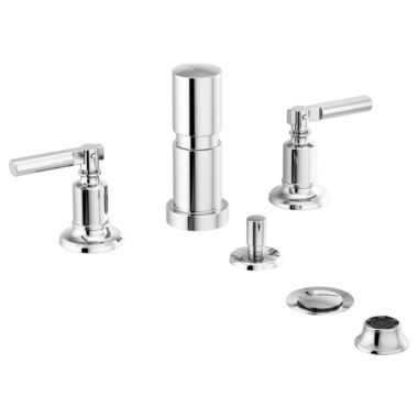 Click here to see Brizo 68476-PC Brizo Invari Two-Handle Bidet Faucet with Diverter and Metal Pop-Up, Lever Handles, 4-Hole, Polished Chrome - 68476-PC