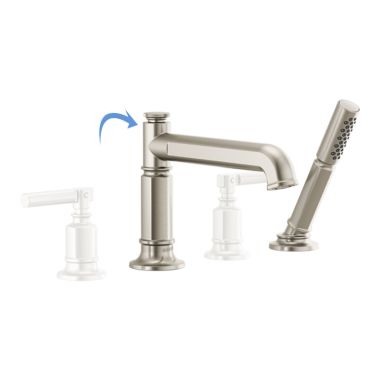 Click here to see Brizo T67476-NKLHP Brizo Invari Roman Tub Faucet Trim with Single-Function Handshower, Less Handles, Brilliance Luxe Nickel - T67476-NKLHP 