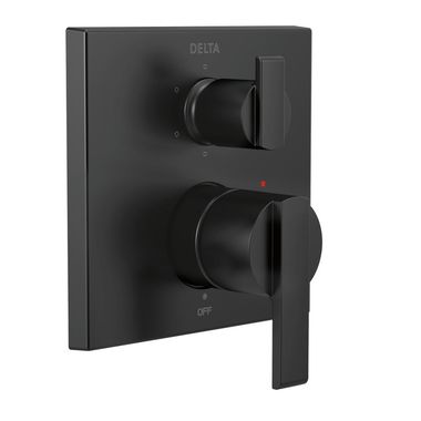 Click here to see Delta T24967-BL Delta Angular Modern Monitor 14 Series Valve Trim w/ 6-Function Diverter, Lever Handles, Matte Black - T24967-BL