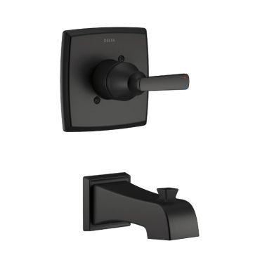 Click here to see Delta T14164-BL Delta Ashlyn Single-Handle Monitor 14 Series Wall-Mount Tub Faucet Trim, Lever Handle, Non-Diverter Tub Spout, Matte Black - T14164BL