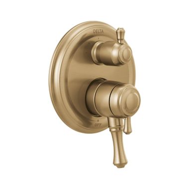 Click here to see Delta T27897-CZ Delta Traditional Monitor 17 Series Two-Handle Valve Trim w/ 3-Function Diverter, Lever Handles, Champagne Bronze - T27897-CZ
