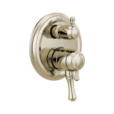 Click here to see Delta T27897-PN Delta Traditional Monitor 17 Series Two-Handle Valve Trim w/ 3-Function Diverter, Lever Handles, Polished Nickel - T27897-PN