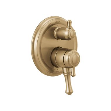 Click here to see Delta T27997-CZ Delta Traditional Monitor 17 Series Two-Handle Valve Trim w/ 6-Function Diverter, Lever Handles, Champagne Bronze - T27997-CZ
