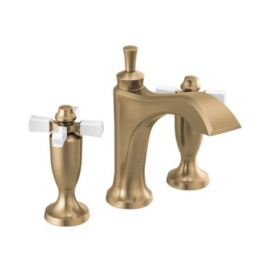 Click here to see Delta 3557-GSMPU-DST Delta Dorval Champagne Bronze/Porcelain Lavatory Faucet for 4