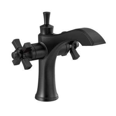 Click here to see Delta 857-BL-DST Delta Dorval Single-Hole Matte Black Lavatory Faucet, Metal Pop-Up, 1.2 GPM, Two-Handle, DIAMOND Seal, Cross Handles - 857-BL-DST