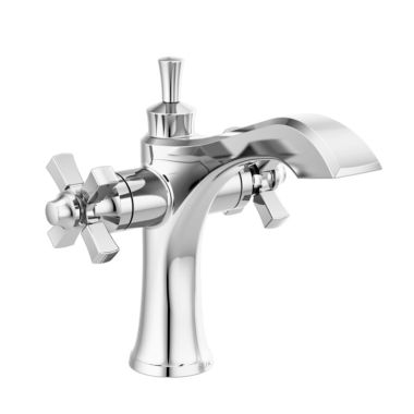 Click here to see Delta 857-DST Delta Dorval Single-Hole Chrome Lavatory Faucet, Metal Pop-Up, 1.2 GPM, Two-Handle, DIAMOND Seal, Cross Handles - 857-DST