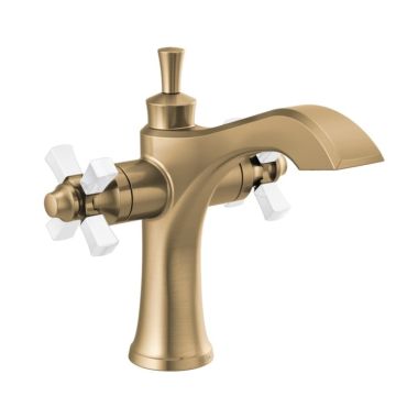 Click here to see Delta 857-GS-DST Delta Dorval Single-Hole Champagne Bronze/Porcelain Lavatory Faucet, Metal Pop-Up, 1.2 GPM, Two-Handle, DIAMOND Seal, Cross Handles - 857-GS-DST