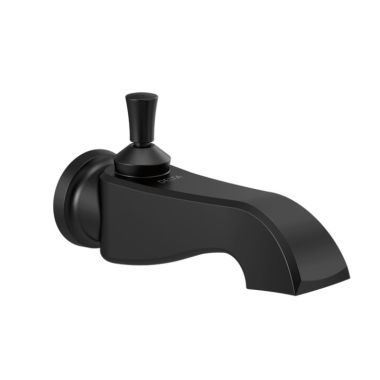 Click here to see Delta RP100196BL Delta Dorval 8in Wall-Mount Matte Black Tub Spout with Pull-Up Diverter, Single-Hole Installation Brillince Finish - RP100196BL