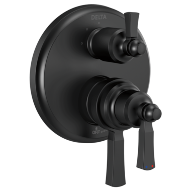 Click here to see Delta T27856-BL Delta Dorval Monitor 17 Series Two-Handle Valve Trim w/ 3-Function Diverter, Lever Handles, Matte Black - T27856-BL