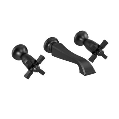 Click here to see Delta T3557LF-BLWL Delta T3557LF-BLWL Dorval Two-Handle Wall-Mount Widespread Bathroom Faucet Trim Only, Cross Handles, Matte Black