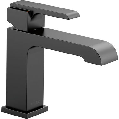 Click here to see Delta 567LF-BLGPM-PP Delta Modern Square Single-Hole Matte Black Lavatory Faucet, Metal Pop-Up, 1.2 GPM, Single-Handle, Square Lever Handle, Project Pack - 567LF-BLGPM-PP
