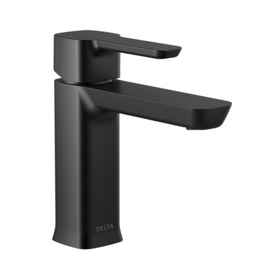 Click here to see Delta 581LF-BLGPM-PP Delta Modern Single-Hole Matte Black Lavatory Faucet, Metal Pop-Up, 1.2 GPM, Single-Handle, Project Pack - 581LF-BLGPM-PP