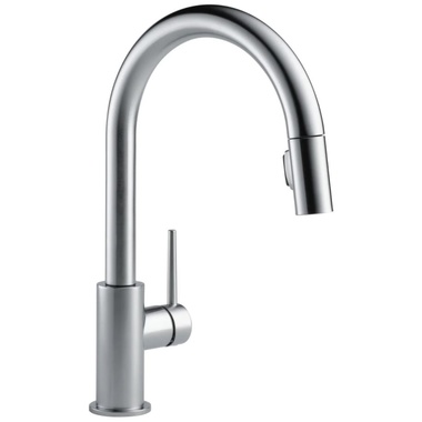 Click here to see Delta 9159-LS-DST Delta Trinsic Two-Function Single-Handle Chrome Pull-Down Kitchen Faucet, 1.8 GPM, Lever Handle, Diamond Seal Technology, ADA, Limited Swivel - 9159-LS-DST