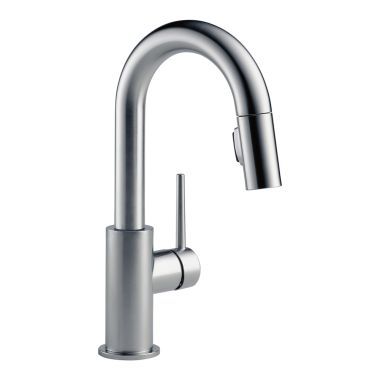 Click here to see Delta 9959-ARLS-DST Delta Trinsic Two-Function Single-Handle Arctic Stainless Pull-Down Bar/Prep Faucet, 1.8 GPM, Lever Handle, Diamond Seal Technology, ADA, Limited Swivel - 9959-ARLS-DST