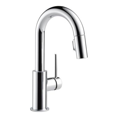 Click here to see Delta 9959-LS-DST Delta Trinsic Two-Function Single-Handle Chrome Pull-Down Bar/Prep Faucet, 1.8 GPM, Lever Handle, Diamond Seal Technology, ADA, Limited Swivel - 9959-LS-DST