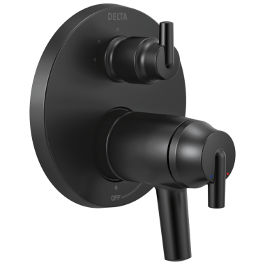Click here to see Delta T27T859-BL Delta Contemporary TempAssure 17T Series Two-Handle Valve Trim w/ 3-Function Diverter, Lever Handles, Matte Black - T27T859-BL