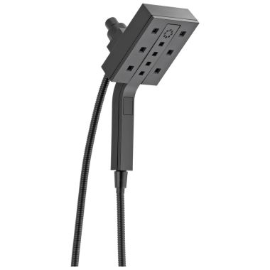 Click here to see Delta 58473-BL25 Delta In2ition 2.5 GPM 4-Spray Setting Two-in-One Handheld Shower, Square Face, H2Okinetic Technology, MagnaTite Docking,  Matte Black - 58473-BL25