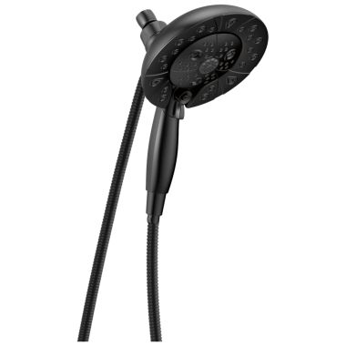 Click here to see Delta 58480-BL25-PK Delta H2Okinetic In2ition 1.75 GPM 5-Setting Two-in-One Shower, Round,  WaterSense Certified, MagnaTite Docking, Matte Black - 58480-BL25-PK