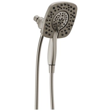 Click here to see Delta 58498-SS Delta Universal Showering In2ition 4-Setting Two-In-One Handheld Shower, Touch-Clean, MagnaTite, 1.75 GPM, Stainless - 58498-SS