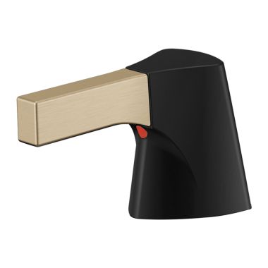 Click here to see Delta H274GZ Delta Zura Metal Lever Handle Set for Bathroom Faucets, ADA, Matte Black/Champagne Bronze, Pack of 2 - H274GZ