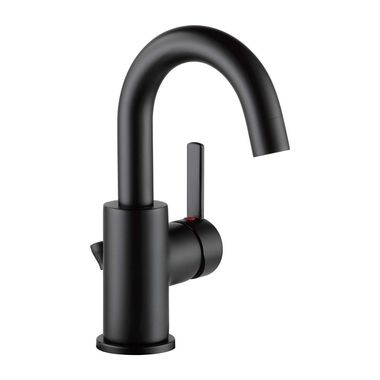Click here to see Peerless P191102LF-BL Peerless Precept Single-Hole Bathroom Faucet with 50/50 Pop-Up Drain, Single-Handle, 1.0 GPM, Lever Handle, ADA, WaterSense, Matte Black - P191102LF-BL