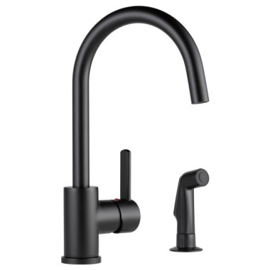 Click here to see Peerless P199152LF-BL Peerless Precept Matte Black Single-Handle Deck Mount Kitchen Faucet with Side Sprayer, 1.8 GPM, Low Lead Certified, ADA - P199152LF-BL