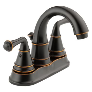 Click here to see Delta P99790LF-OB-ECO Peerless High-Arc Centerset Bathroom Faucet with Pop-Up Drain, Two-Handle, 1.2 GPM, Lever Handle, ADA, WaterSense, Oil-Rubbed Bronze - P99790LF-OB-ECO