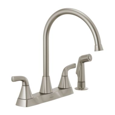 Click here to see Peerless P2835LF-SS Peerless Parkwood Stainless Two-Handle Kitchen Faucet with Side Spray, Swivel Spout, ADA, 1.5 GPM - P2835LF-SS