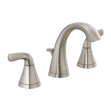Click here to see Peerless P3535LF-BN Peerless Parkwood Widespread Bathroom Faucet with 50/50 Pop-Up Drain, Two-Handle, 1.0 GPM, Lever Handle, ADA, WaterSense, Brushed Nickel - P3535LF-BN