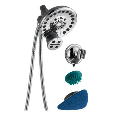 Click here to see Peerless 76455DSN Peerless Sidekick 2-in-1 Wall Moun Round Shower Head, 2.5 GPM, 80 PSI, Touch Clean, WaterSense, Satin Nickel - 76455DSN