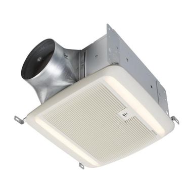 Click here to see Broan QTXE110150DCSL Broan-NuTone QTDC Humidity Sensing Bathroom Exhaust Fan with LED Light, 110/130/150 CFM - QTXE110150DCSL