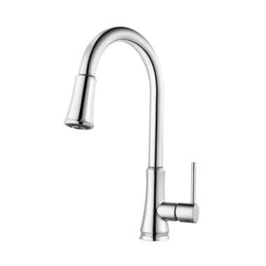 Click here to see Pfister G529-PF2C Pfister Pfirst Single-Handle Pull-Down Kitchen Faucet, 1.8 GPM, Pfast Connect, Pforever Seal, Polished Chrome - G529-PF2C
